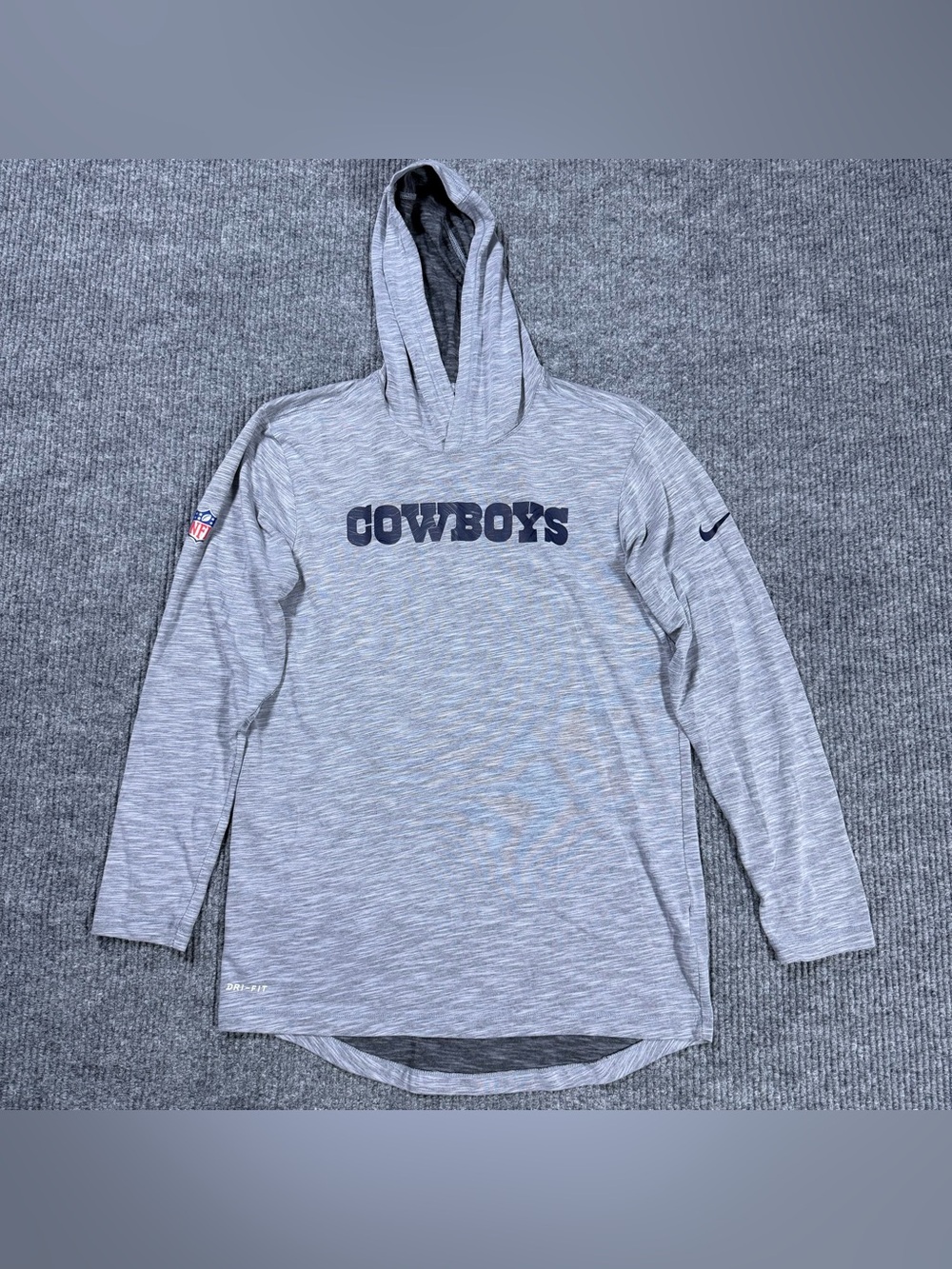 Dallas Cowboys Nike Hoodie Pullover Mens Small Gray On-Field Dri-Fit Lightweight